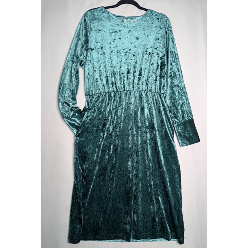 ON 34th Women's crushed green velvet Midi party Christmas holiday dress size XL